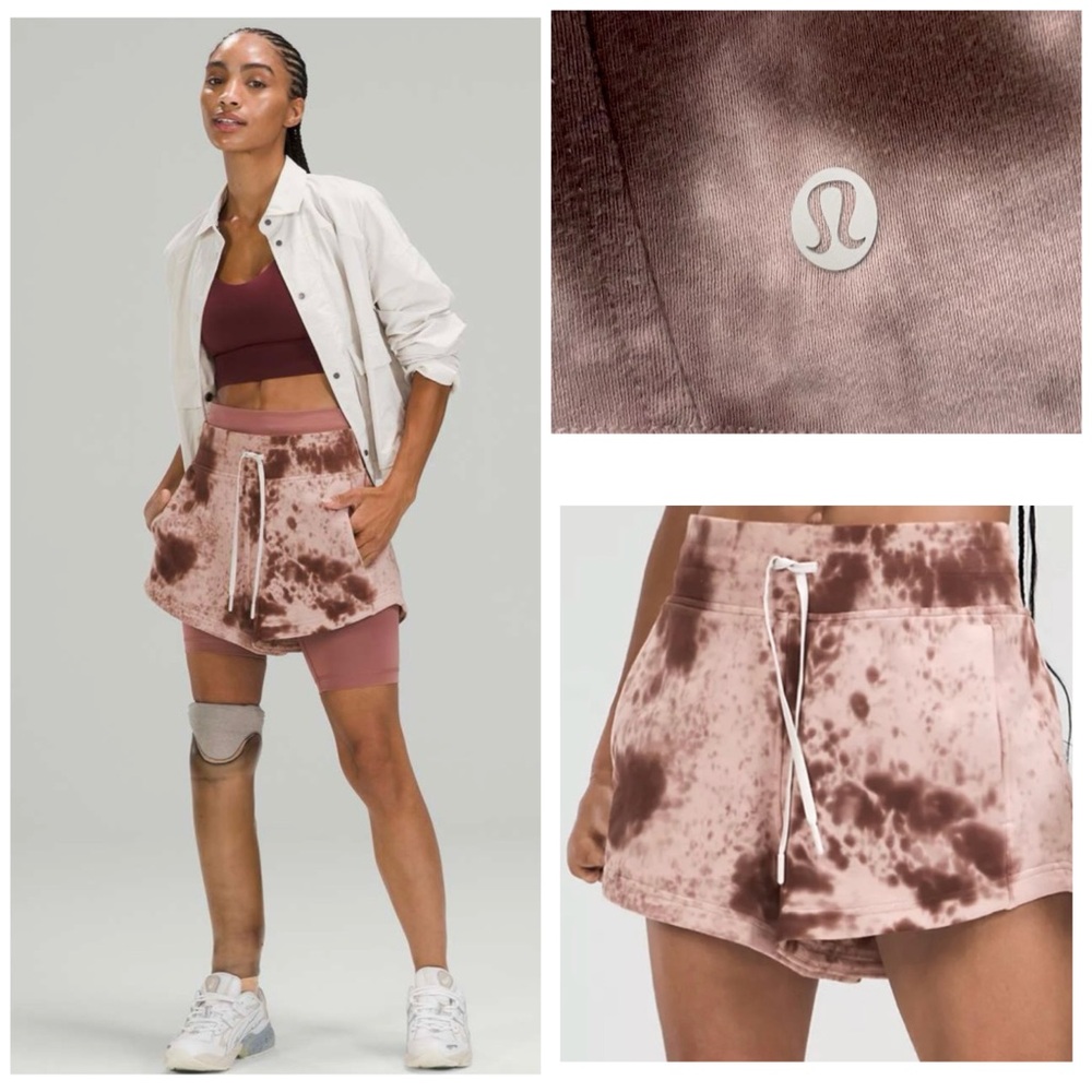 Lululemon Inner Glow Short 3" *Terry  Marble Dye Brown Shorts Sz 6